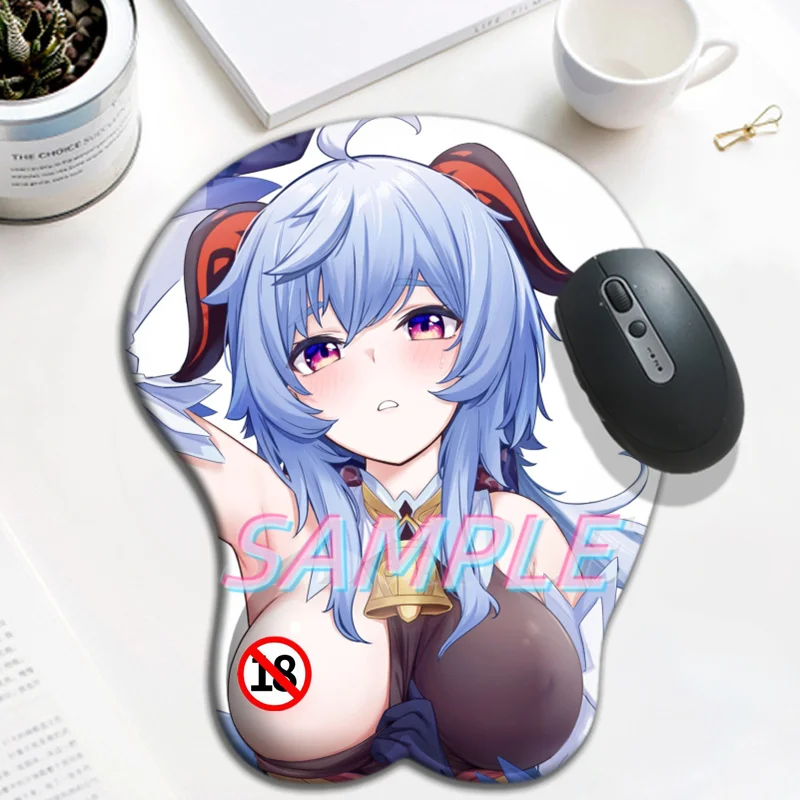 

Genshin Impact Ganyu 3D Oppai Mouse Pad Big Sexy Gamer Anime Cute Wrist Rest Silicone Gel Mat Boobs Mousepad