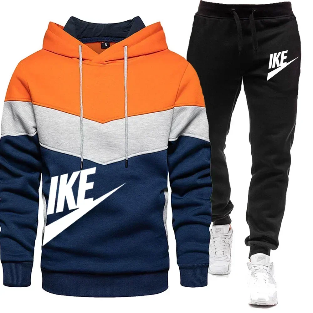 2024 New Men\'s Autumn Winter Sets Zipper Hoodie+Pants Pieces Casual Tracksuit Male Sportswear  Clothing