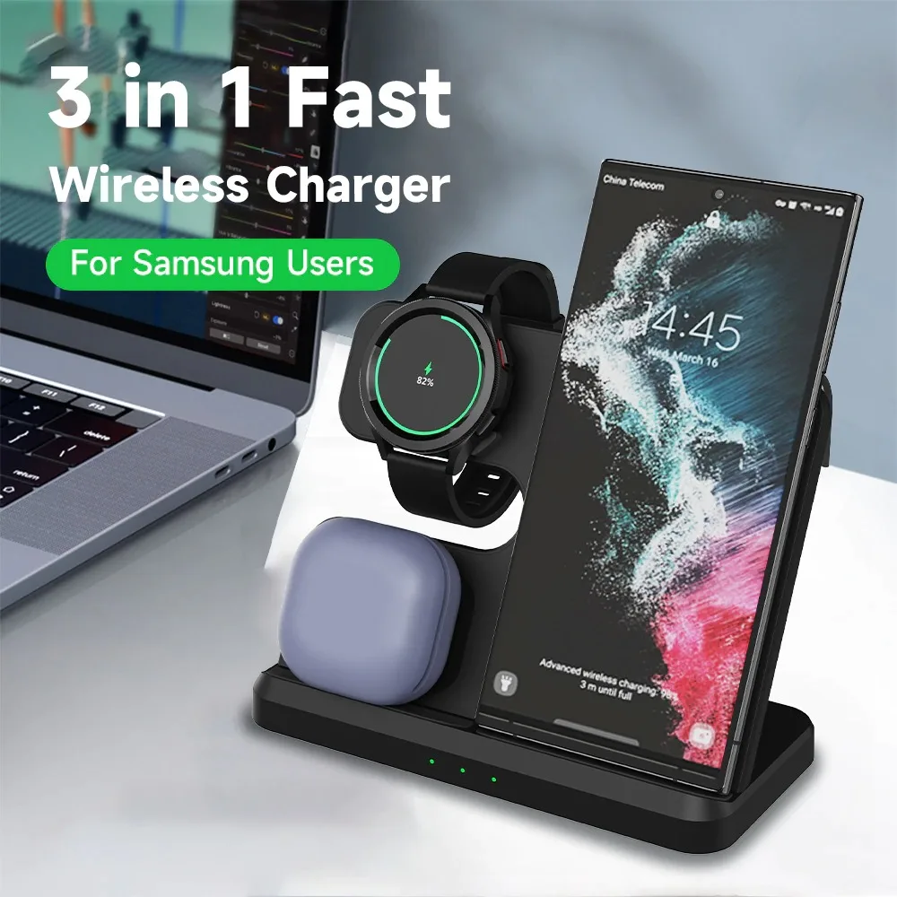 

Wireless Charging Station for Samsung Galaxy Watch 5pro/5 4/3/Active 2/1 Wireless Charger for Samsung S22 Ultra S21 S20 Buds Pro