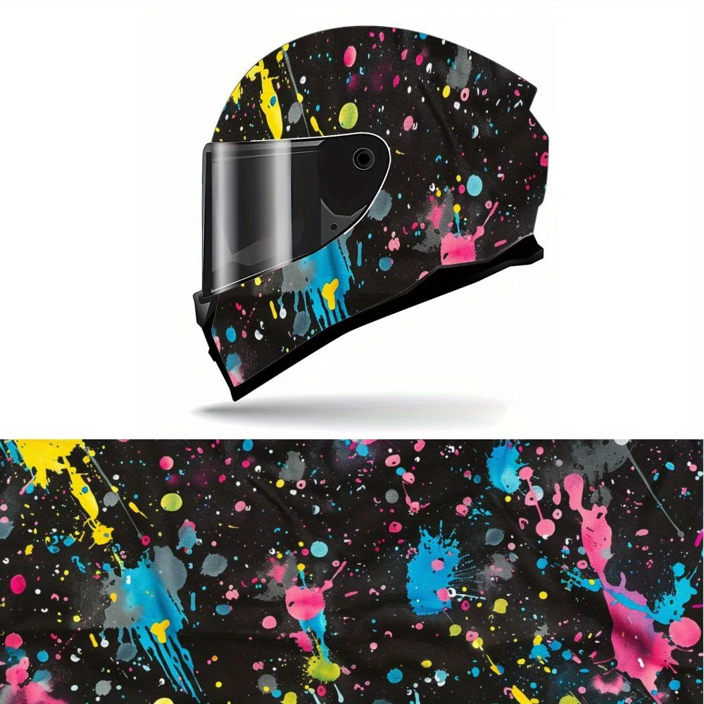 

Colorful Splattered Graffiti Print Full Helmet Wrap Sticker Motorcycle Helmet Racing Graphic Decal Vinyl Wrap Helmet Decorative