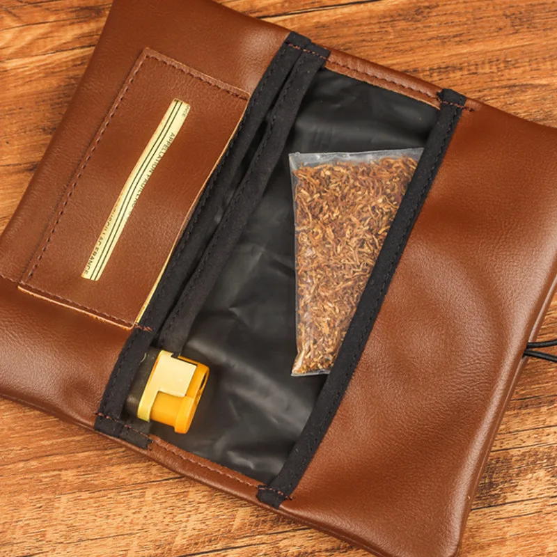 Multi-functiona Retro PU Leather Tobacco Pouch Case Bag Cigarette Smoking Paper Tips Holder Wallet Storage Bagg - view 4