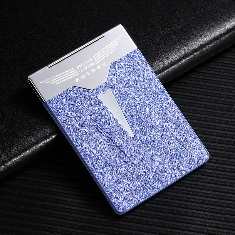 Ultra Thin Magnetic Driver's License Leather Cover, Motor Vehicle License Two in One Protective Cover, Metal Card Bag