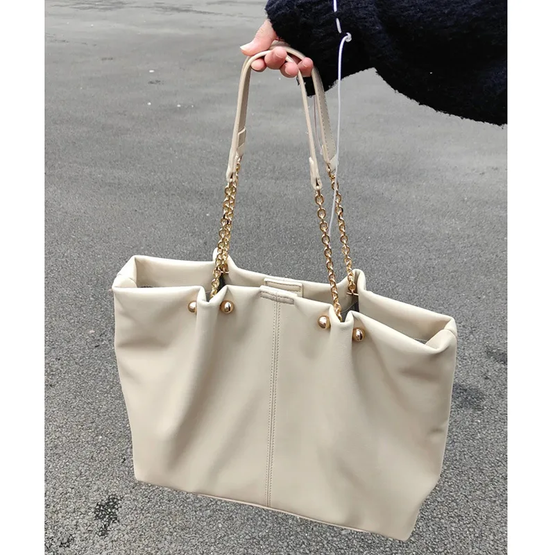 

Large capacity high-end handbag, women's casual versatile lazy style tote bag, niche texture shoulder bag