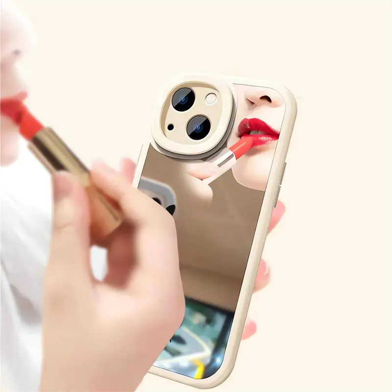 Korean Sexy Girl Red Lips Case For Xiaomi Redmi Note 12Pro 11 12 Turbo 13R 11 11T 13 Pro Plus Shockproof Soft Mirror Cover