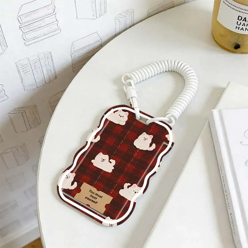 Card Sleeve for Stretchable Spring Cord Student Bus/Meal Card Protection Case Kpop Photocard Holder Photo Protector
