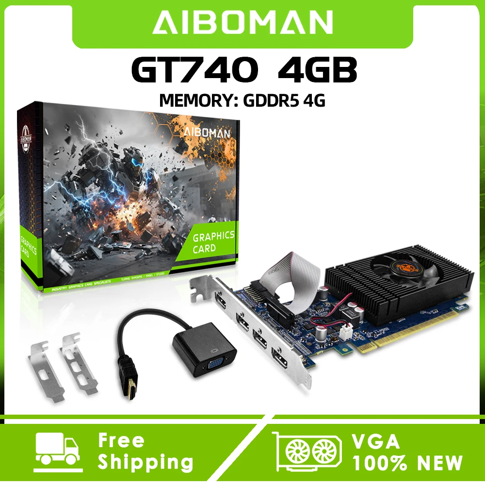 

Видеокарта AIBOMAN GT740 4 ГБ GDDR5 HDMI*4 128 бит 64 Вт PCIe 3.0 X16 для игровых компьютеров и сборки систем
