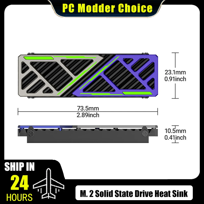 

Dazzcold M.2 SSD Heatsink 2280 NVME NGFF Radiator Magnesium Aluminum Alloy PC Efficient Cooler + Thermal Silicone Pad, Blue/Red