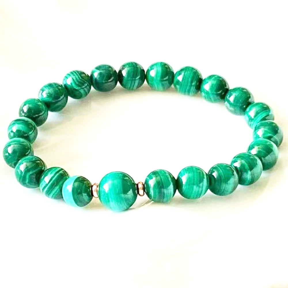 

MG2191 New Design 6&8 MM Natural AAA Grade Malachite Protective Energy Beaded Bracelet