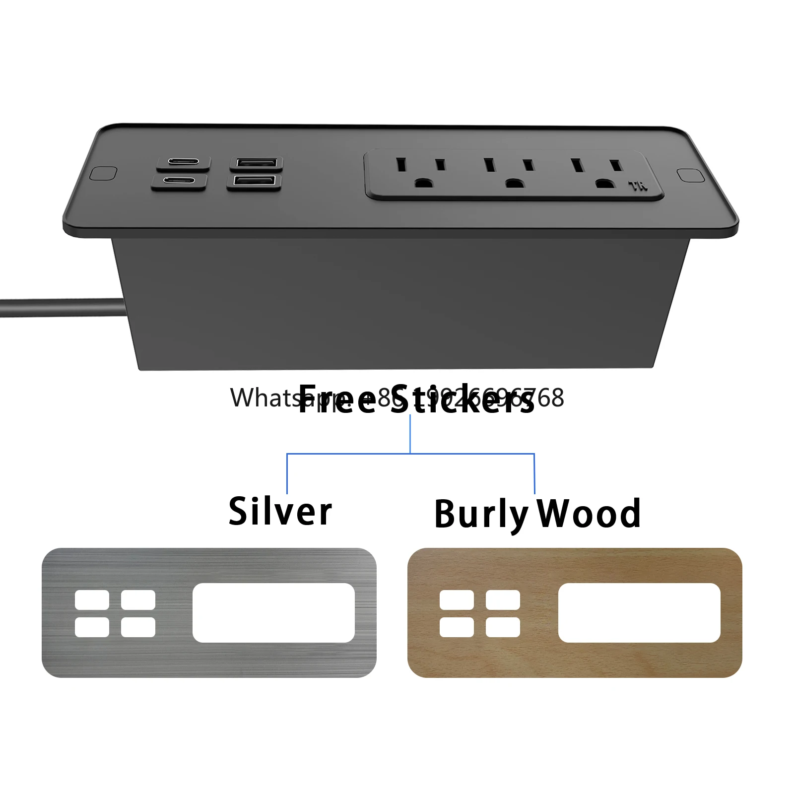

65W 4USB US Standard Office Furniture in Desk Recessed Power Strip Socket Outlet for Home Office Hotel with 3 Colors Sticker fac