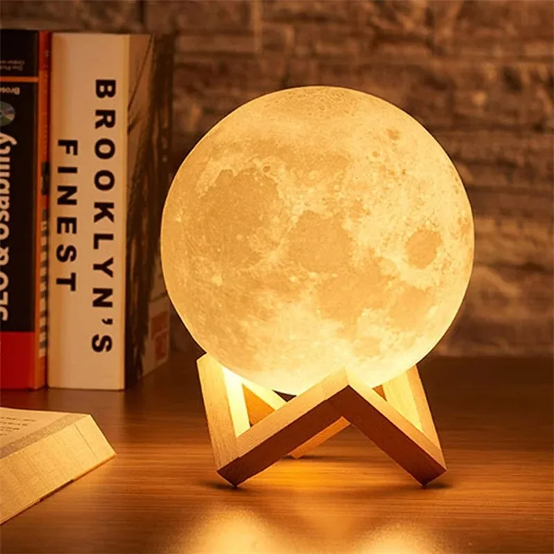 LED Night Light Rechargeable 3D Print Moon Lamp Touch Moon Lamp Children Night Lamp Table Lamp Home Bedroom Decor Birthday Gifts