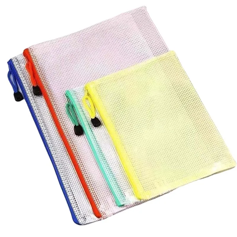 

5~20pcs A4/A5 Document Folder Grid Zipper Bags Waterproof Office Educational Supplies Document File Stationery Storage Bag TMZ