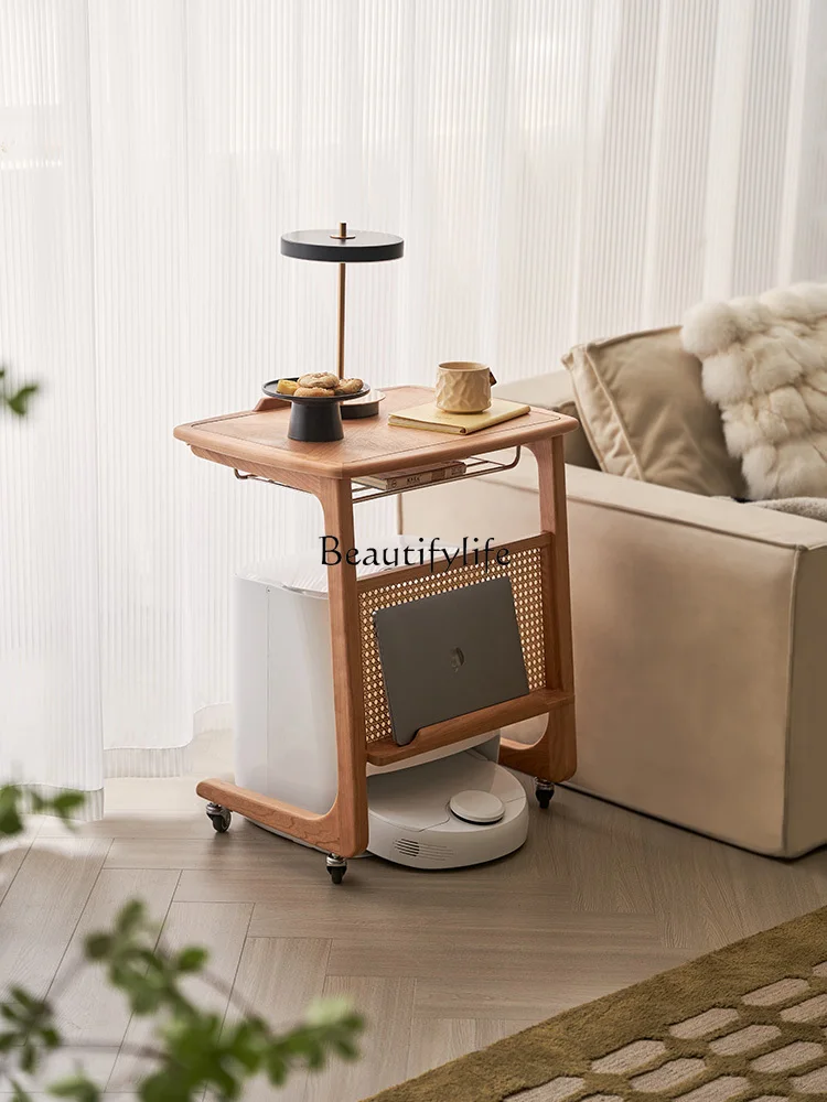 Solid Wood Sweeping Robot Storage Rack Removable Storage Bedside Side Table