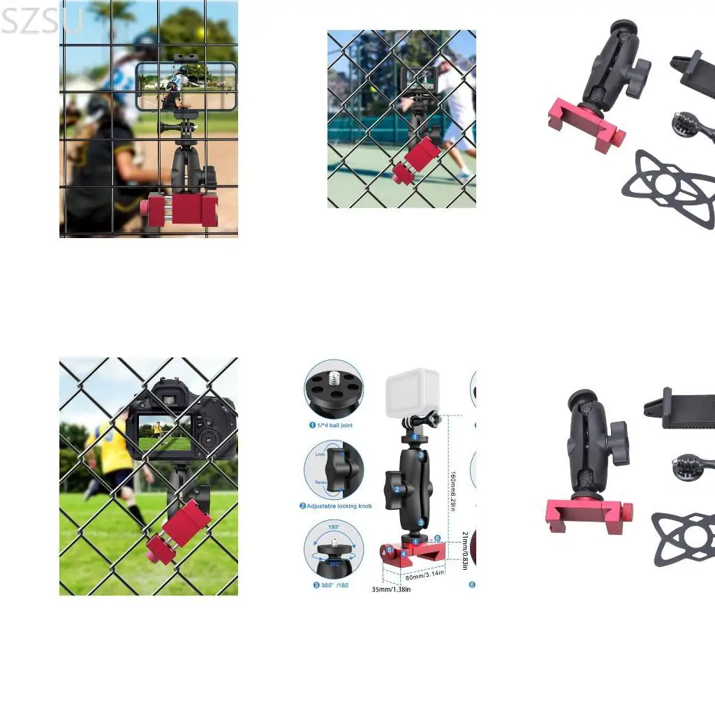 

SZSU Теннисная практика Крепление для смартфонов Зажим для ограждения из алюминиевого сплава для телефонов