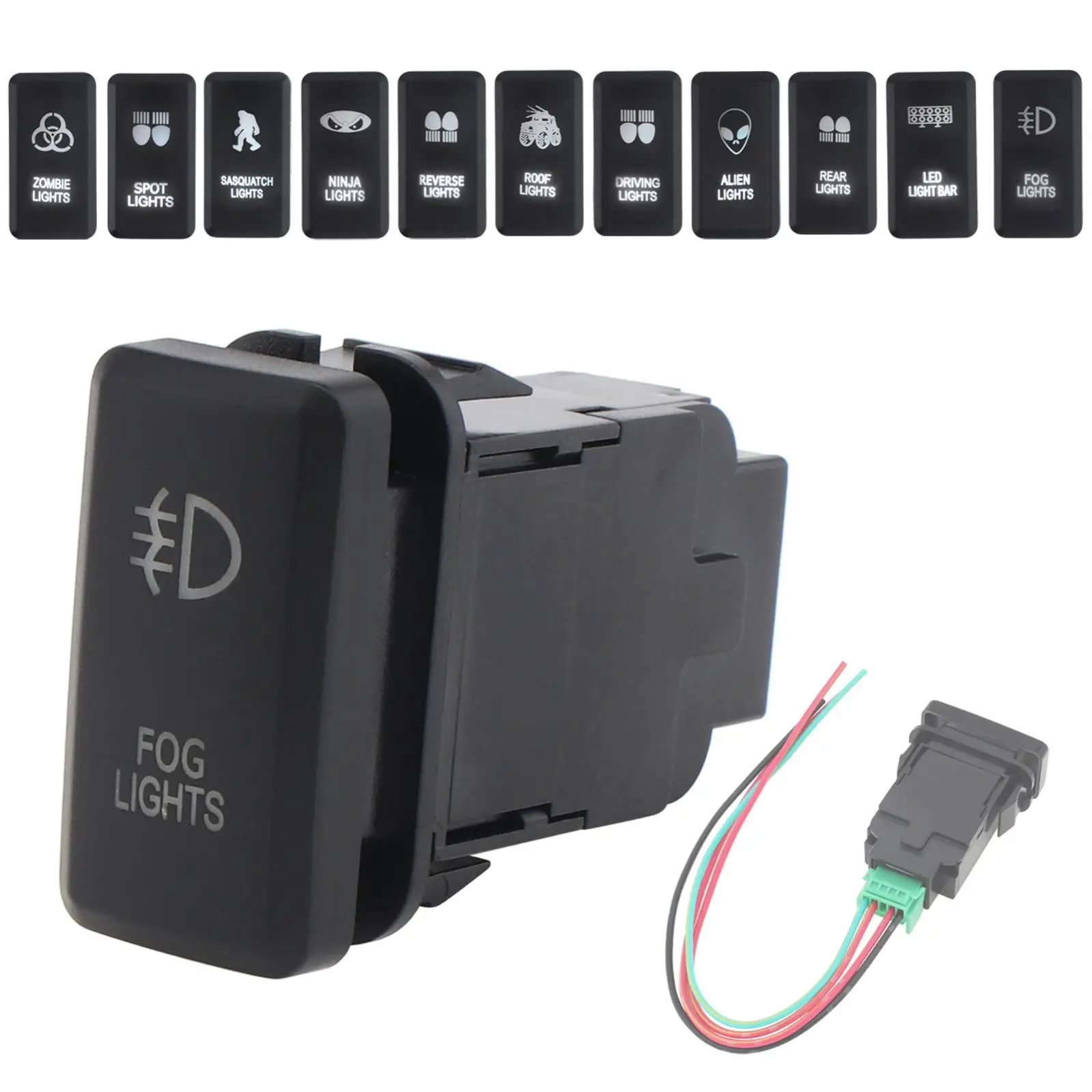 12V Ein/Aus-Druckknopf schalter passend für Toyota Hilux / Prado 120 mit weißer Hintergrund beleuchtung wasserdichter Auto-Boot-Kippschalter