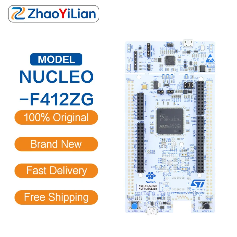 Voor de NUCLEO-F412ZG STM32F4 ontwikkelingsmodule, een Cortex M4 microcontroller en een evaluatiekit.