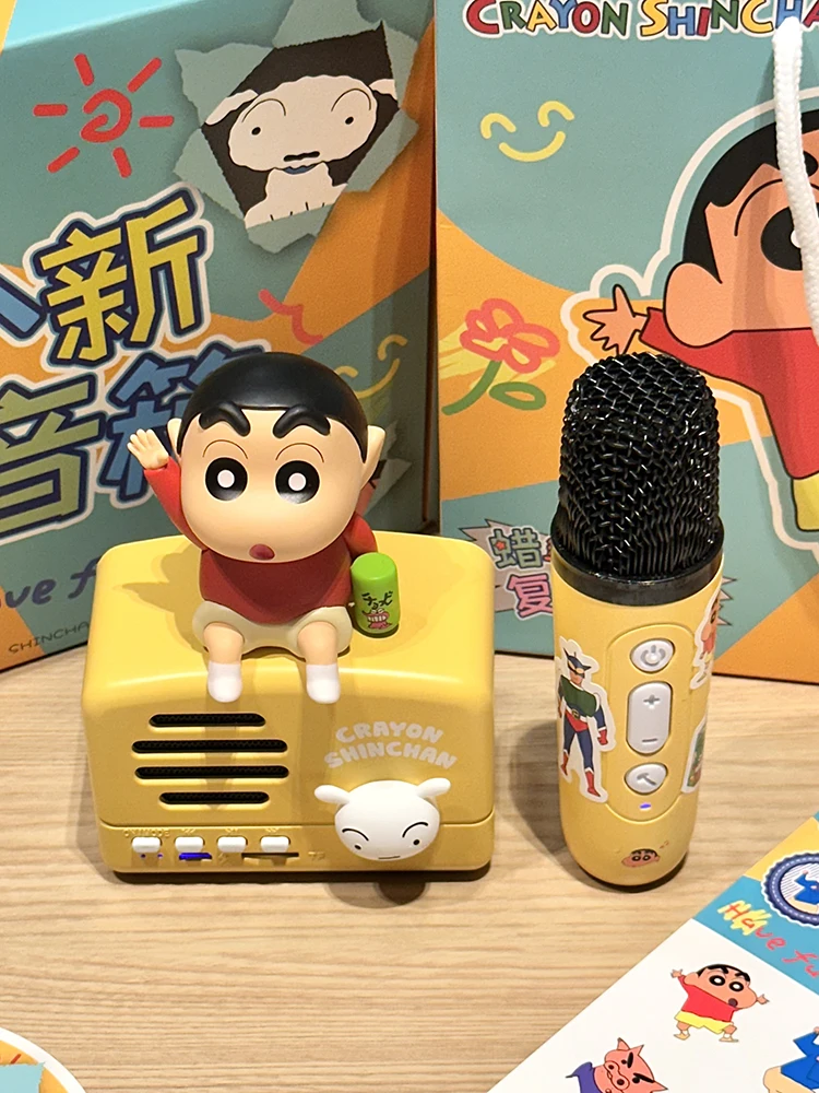 Crayon Shin-Chan Authentic Bluetooth Speaker Kawaii Little Stereo Stage Scene Glow Rotate Kids Friend Birthday Xmas Special Gift