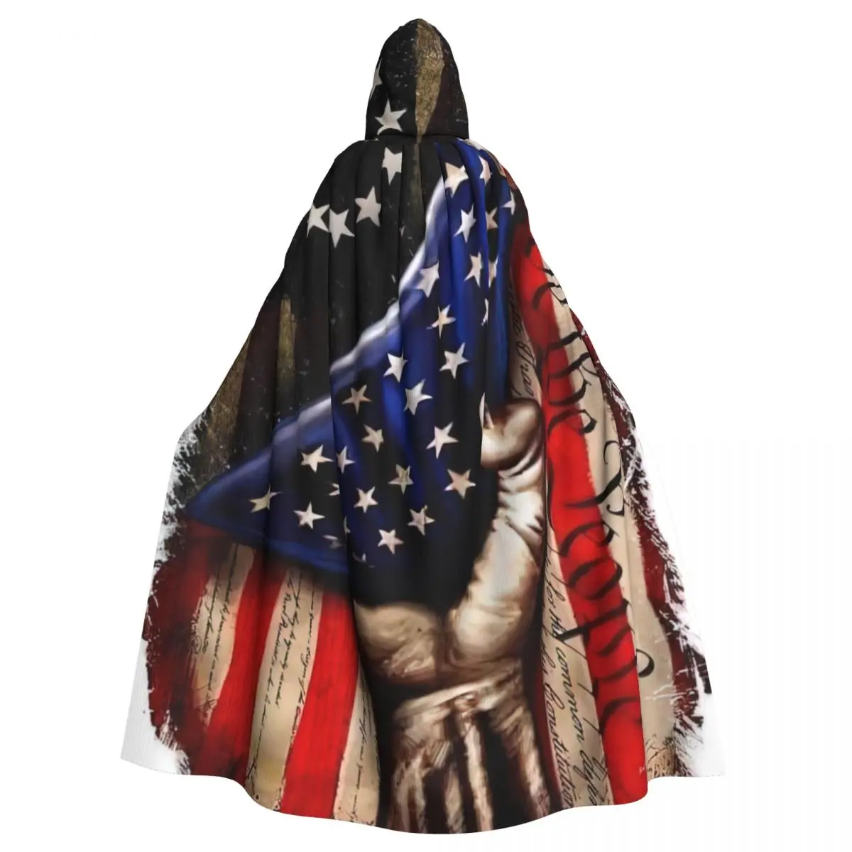 

America Flag Hooded Cloak Halloween Party Cosplay Woman Men Adult Long Witchcraft Robe Hood