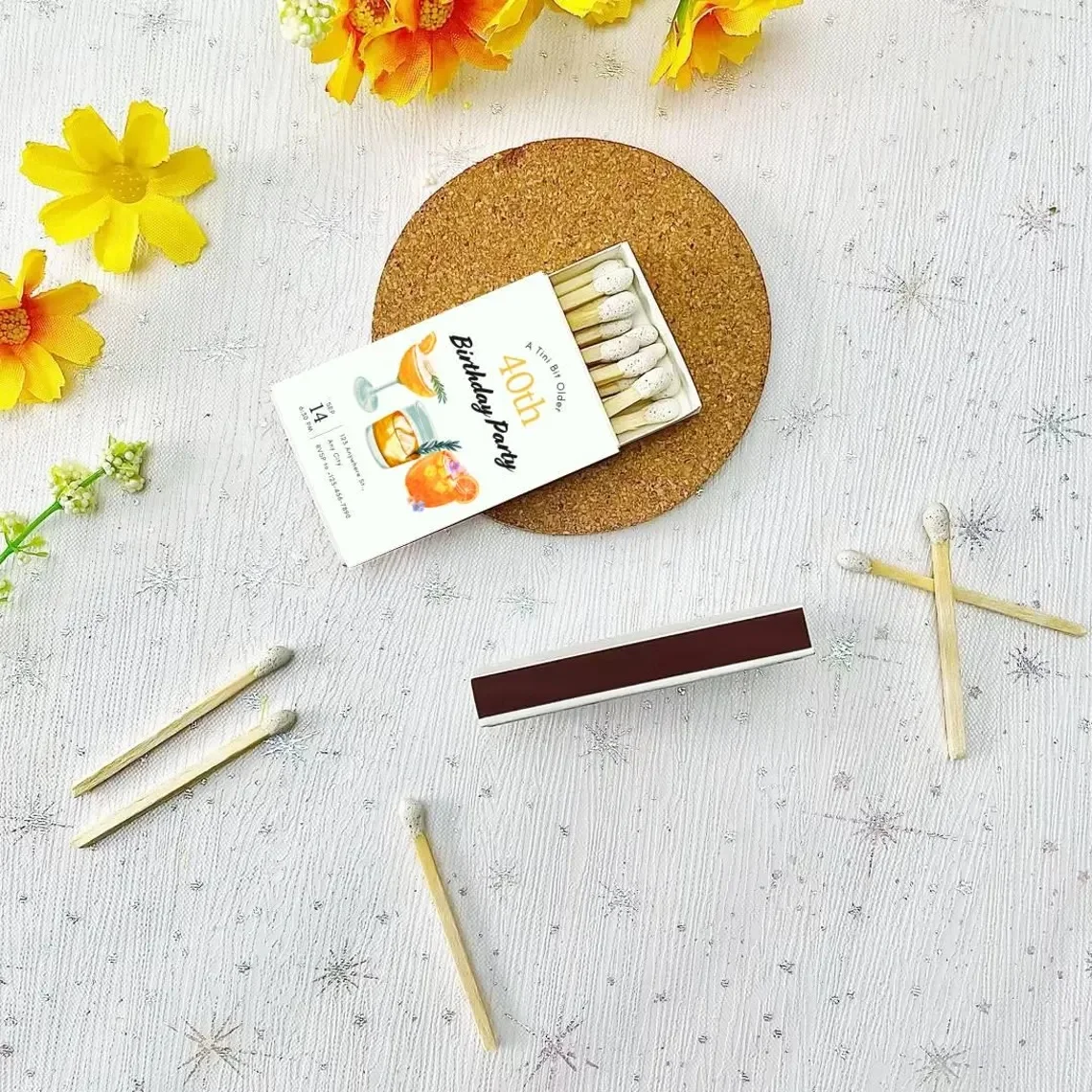 

Спички для вечеринки на день рождения с индивидуальным дизайном, персонализированные коробочки для спичек, уникальные подарки и декор для дня рождения