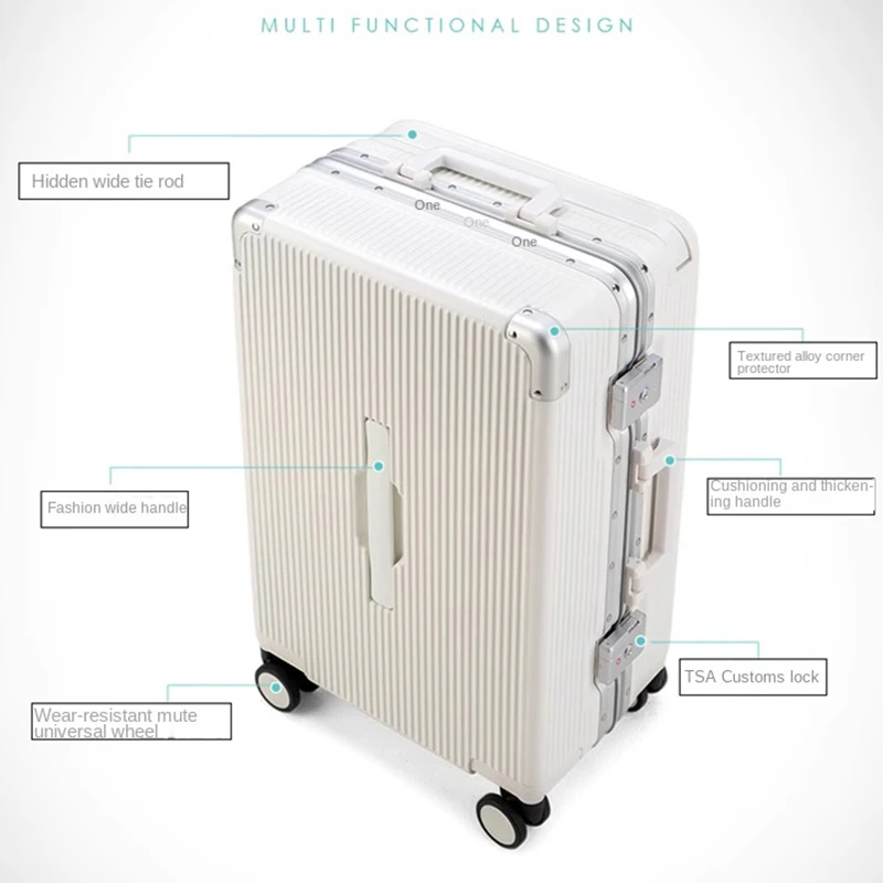 2025 New Luggage Trolley Wide Trolley High Quality Thickened 20 Inch Carry-on Suitcase 22/24/26 Inch Aluminum Frame Suitcase