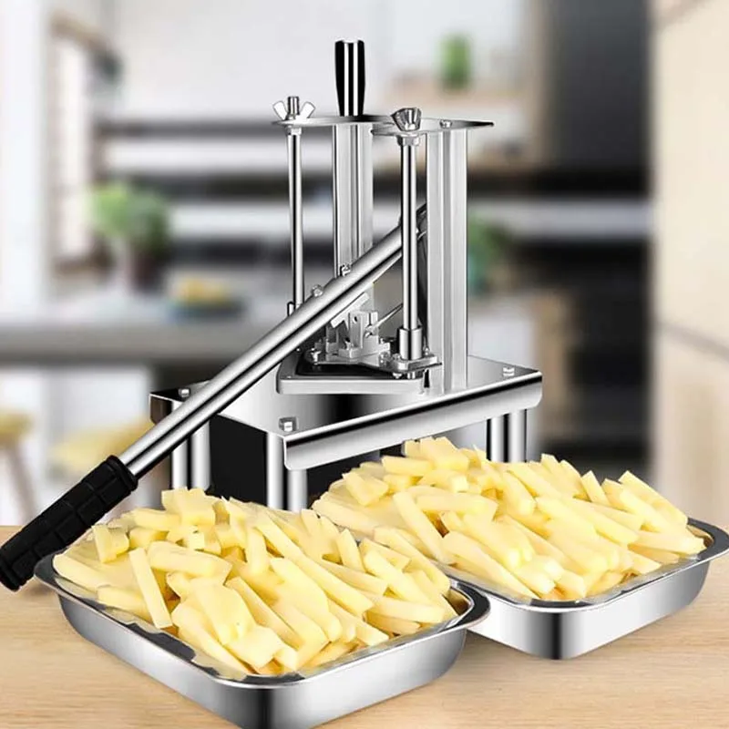 French Fries Potato Strip Cutter Chips Cutting Machine Manual Potatoes Slicer Hand Push Vegetable Fruit Chopper