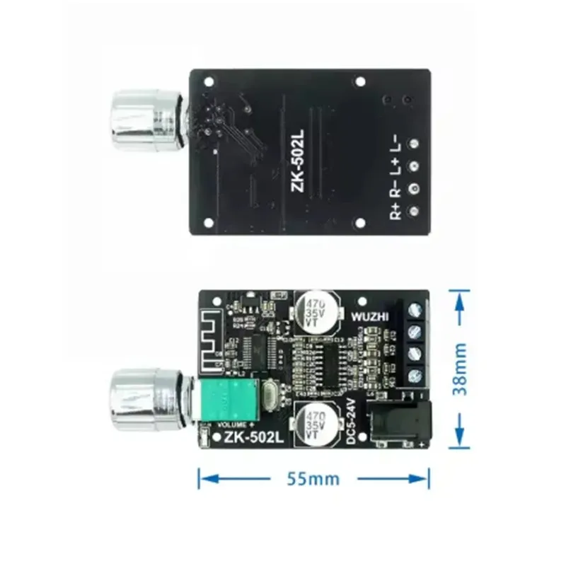 ZK-502L MINI Bluetooth 5.0 DC 5-24V Wireless Audio Digital Power Amplifier Stereo Board 50Wx2 Bluetooth Amp Amplificador