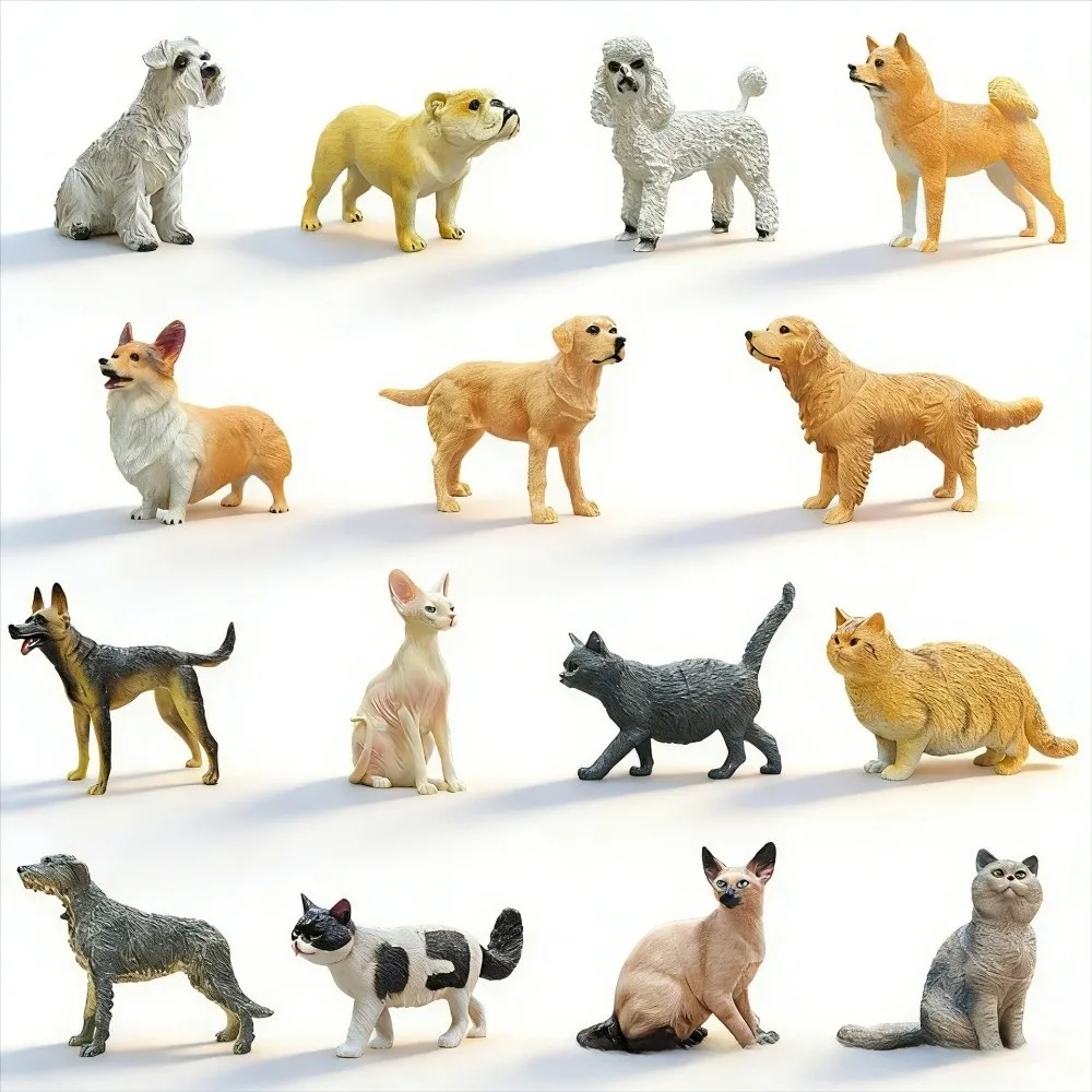 Nuevas Figuras de Gatos en Miniatura, Modelo de Gato Pastoral, Corgi, Modelo Animal Realista de PVC, Estatuilla de Animal en Miniatura, Regalos
