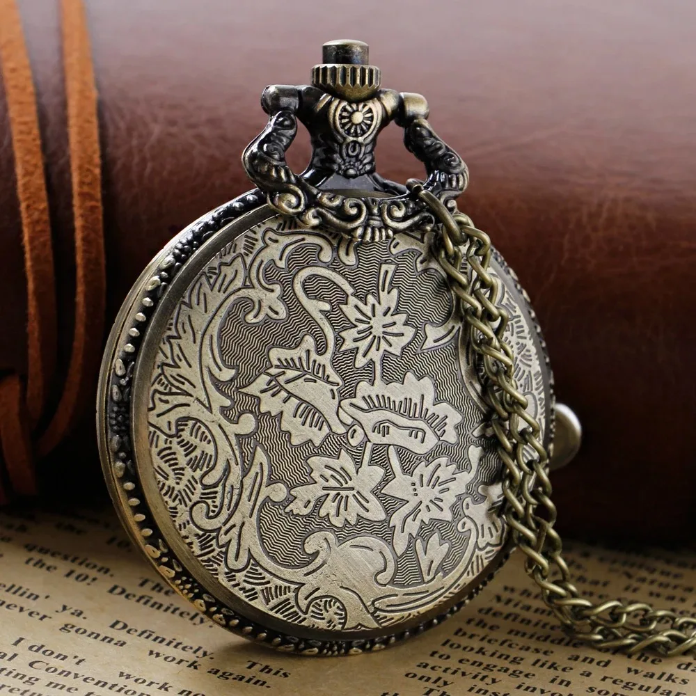 Elegante Dames Sieraden Ontwerp Quartz Zakhorloge Vintage Holle Stenen Design Ketting Met Hanger Ketting Steampunk Hanger Klok