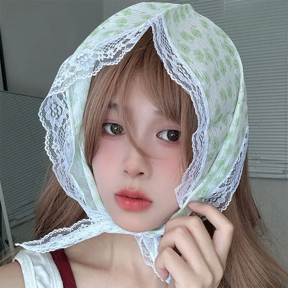 Headband Hair Scarf Bohemia Bandana Soft Wrap Pastoral Style Triangle Hair Band Strap Flower Pattern Adjustable image 2