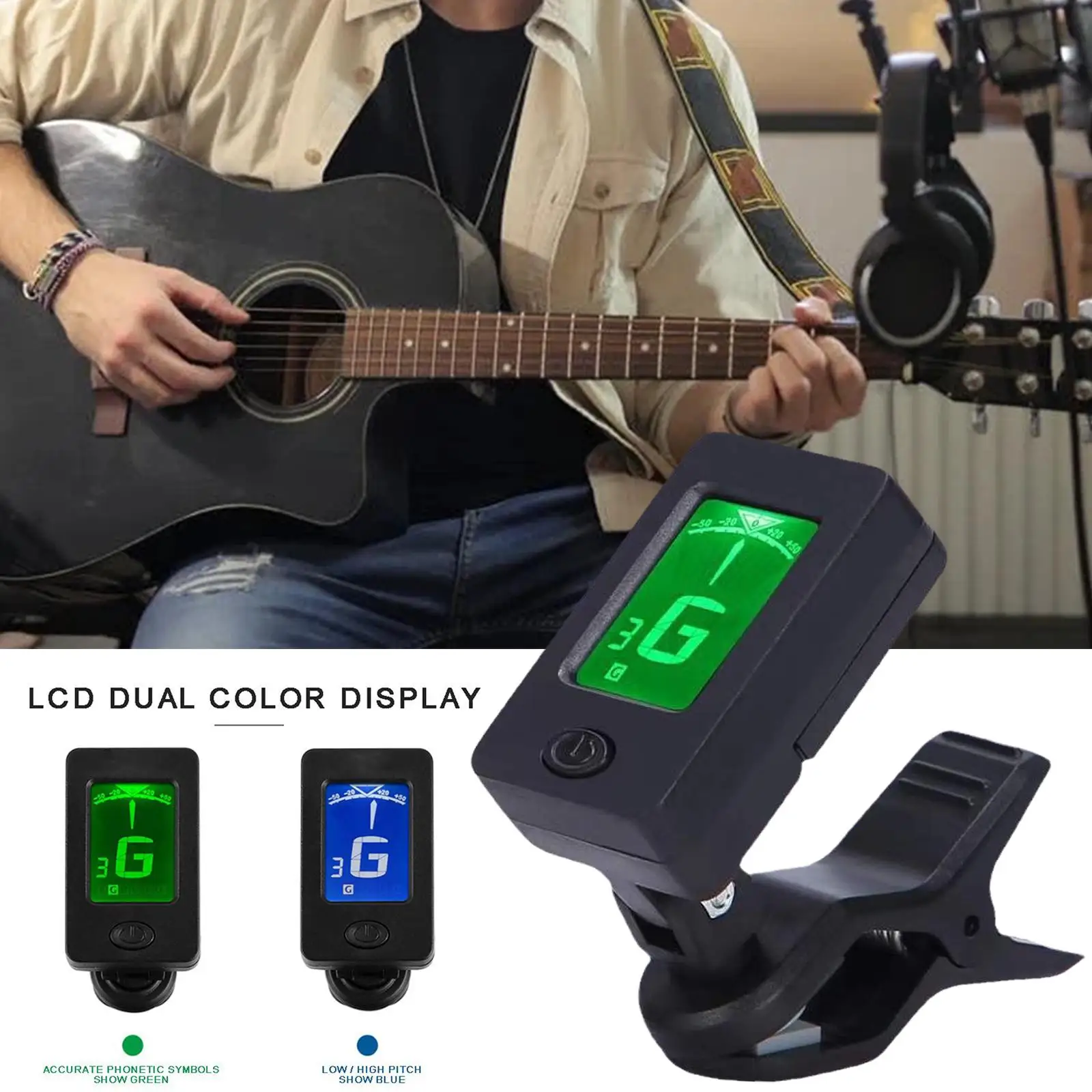 Guitar Tuner For All Instruments Clip on Electronic Tuner for Guitar Bass Ukulele Violin Mandolin Banjo