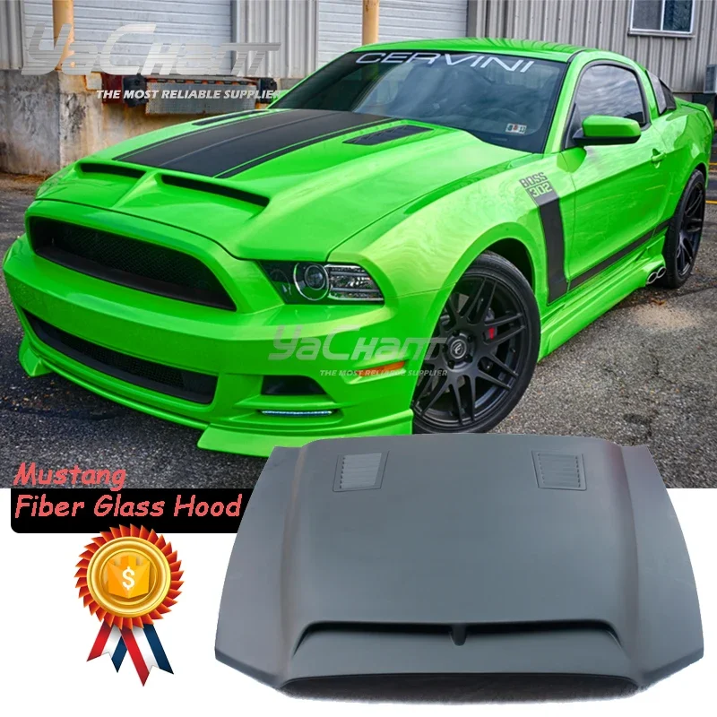 In Stock High Quality Fiber Glass FRP A53KR Style Hood Cover Fit For 10-14 Mustang Shelby GT500 GT V6 TruCarbon Ram Air Bonnet