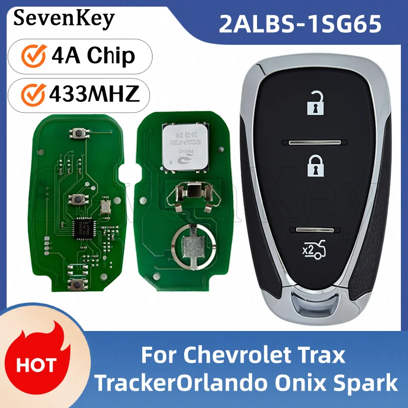 Seven 2ALBS-1SG65 3Btns 433MHz 4A Chip PCB NCF29A Smart Keyless Entry Remote Key For Chevrolet Onix Trax Tracker Orlando Spark