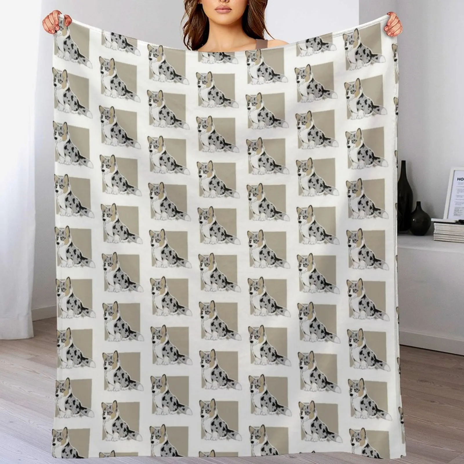 

Blue Merle Cardigan Welsh Corgi Throw Blanket Cozy Microfiber Throw Blanket for Home Bedroom