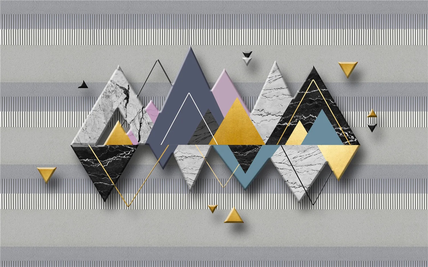 

Custom 3d wallpaper geometric triangle elk mountain background mural home decoration self-adhesive multiple materials mural