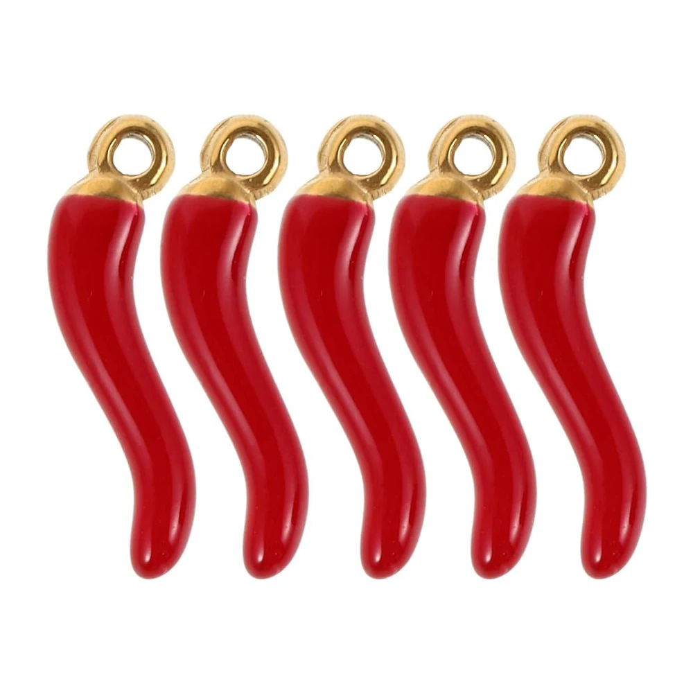 5 uds. De colgantes de acero inoxidable con forma de pimiento rojo y verduras, pulsera DIY, pendiente, collar, artesanía, joyería, suministros