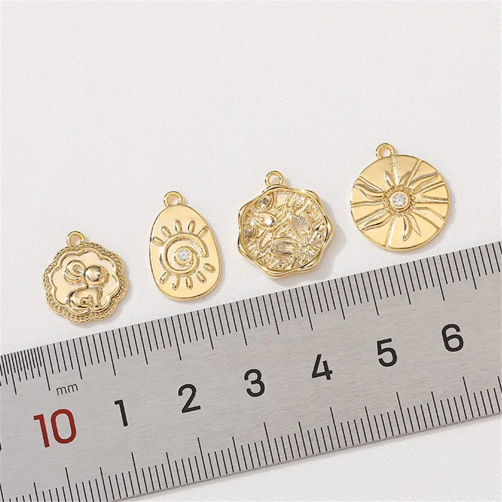 14K Gold Wrapped Love Flower Leaf Pendant DIY Handmade Bracelet Necklace Ear Jewelry Material Accessories L422