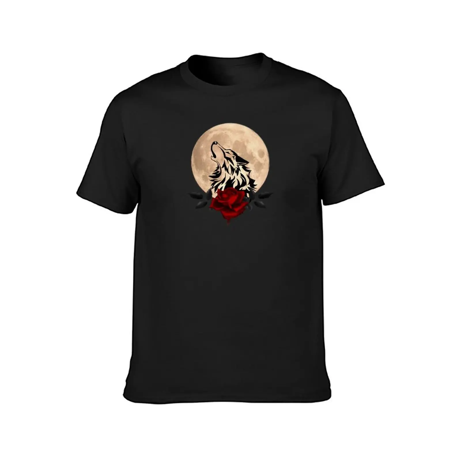 Wolf and bleeding rose T-Shirt vintage clothes aesthetic clothes anime kawaii clothes funny t shirts for men