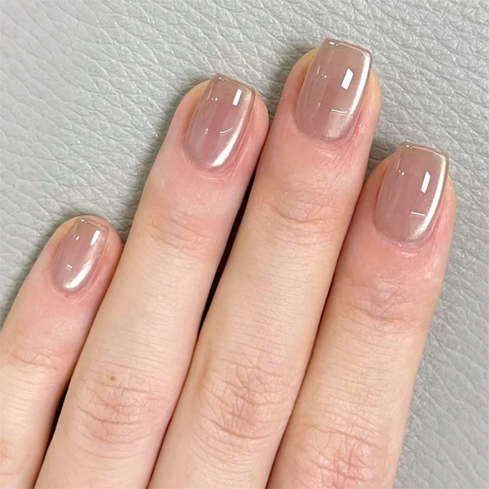 24 ชิ้นสั้นสแควร์กดบนเล็บปลอมเคล็ดลับสีแดง Smudge Design เล็บปลอม 3D ดอกไม้เพิร์ลเงาผงเล็บแบบใช้ซ้ําได้