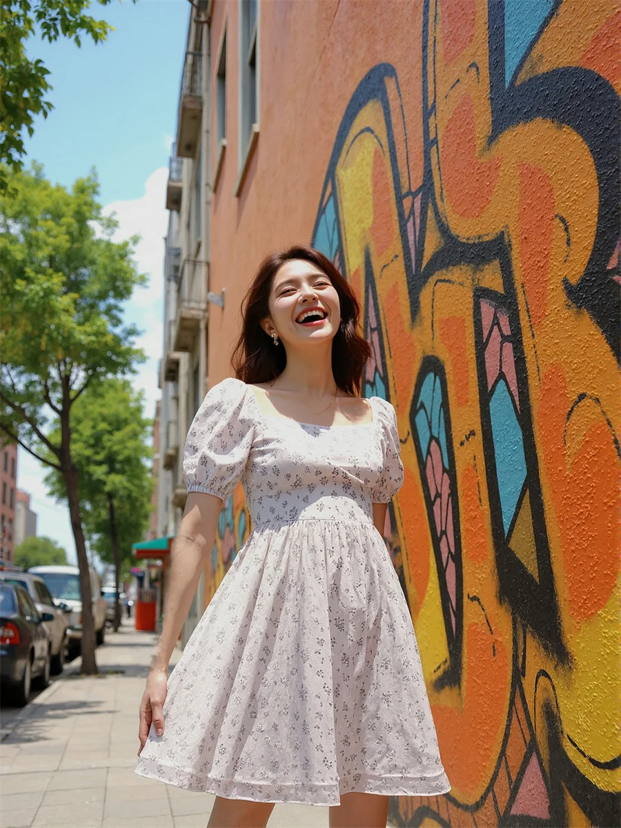 

Женское короткое белое платье с летящими рукавами, мини-водолазка с открытой спиной и пышным воротником, облегающее модное винтажное кружево Kawaii