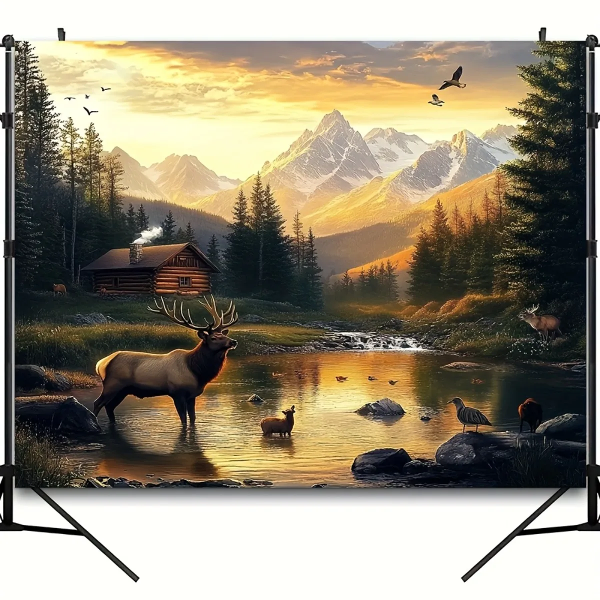 Rustic Mountain Landscape Tapestry 5