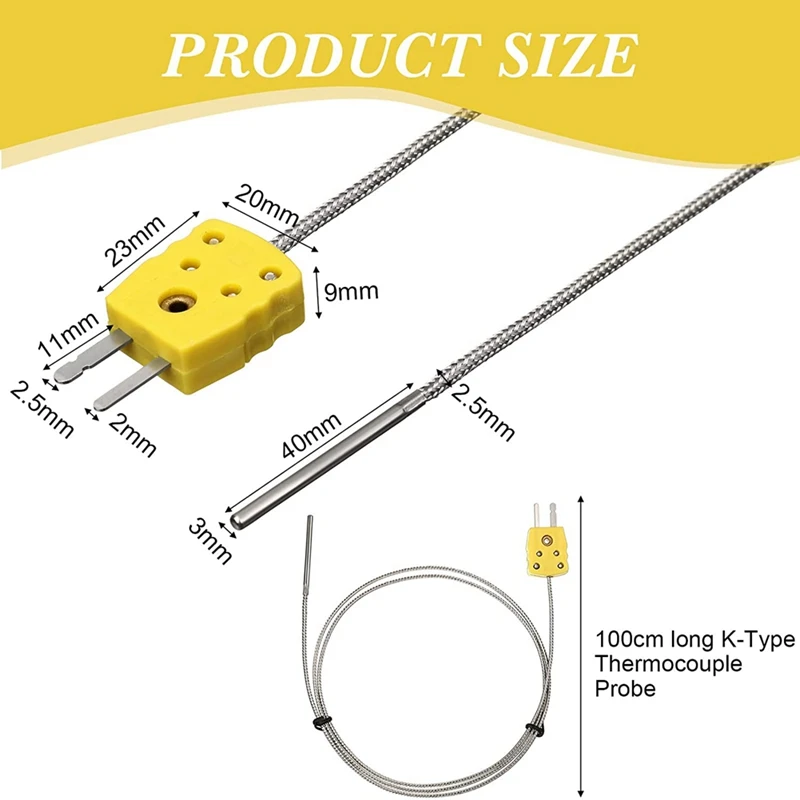 TL1004 Thermocouple Sensor For K Type Probe Thermocouple Sensor And Meter In Temperature Range From 0 To 500 °C