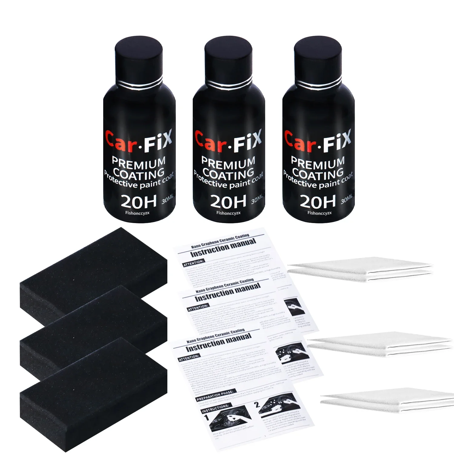 3PCS 20H Ceramic Coating Polishing Wax Super Hydrophobic Paint Care Durability Anti-Corrosion Plated Crystal Car Liquid Glass
