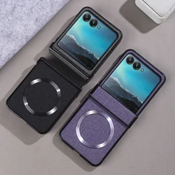 Magsafe Connect Case for Motorola Razr 50 Ultra Fabric Magnetic Wireless Charging Shockproof Hard Phone Cover Razr50Ultra Coque