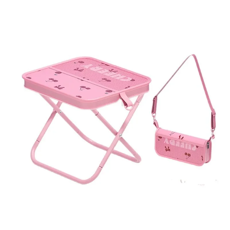 Folding Stool Cherry Print Outdoor Chair Portable Camping Fishing Harness Pencil Bag Bench Small