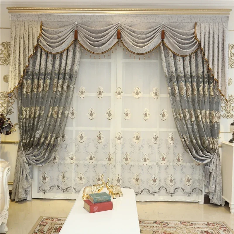 Luxury European Embroidery Curtains For Living Room Classic High-end Custom Curtains For Bedroom Window Curtain Kitchen/Hotel