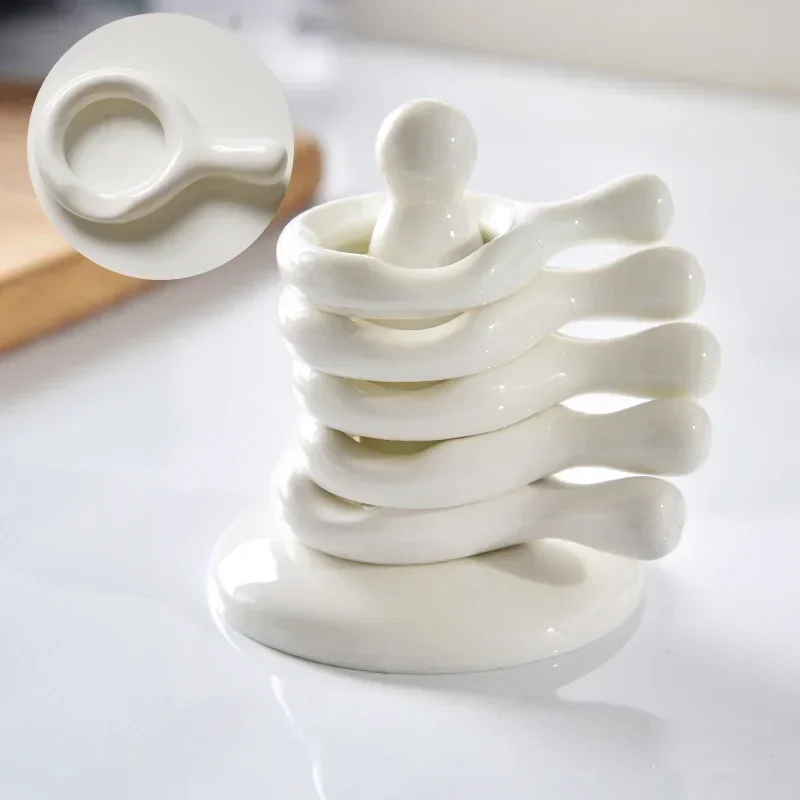 Ceramic 5 Tier Spoon Rest Household Spoon Pillow Holder Japan Style Ceramic Chopsticks Pillow Chopstick Rest for Home Tableware