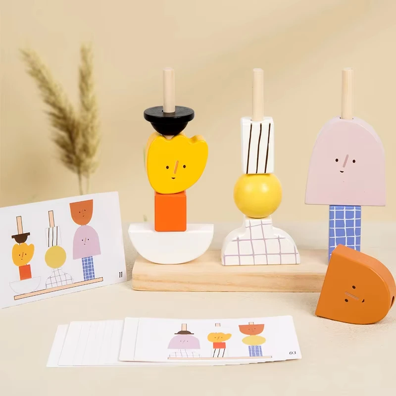 

Baby Block Stacking Matching Puzzle Game Montessori Toys Shape Cognition Thinking Logical Creative Educational Toys for Tooddler