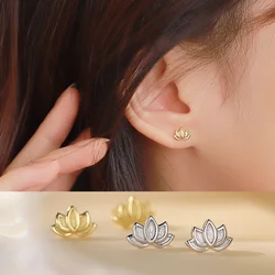 New Sweet Design Lotus Flower Stud Earrings For Women Teen Vintage Hypoallergenic Fashion Earring Girls Piercing Jewelry Gifts