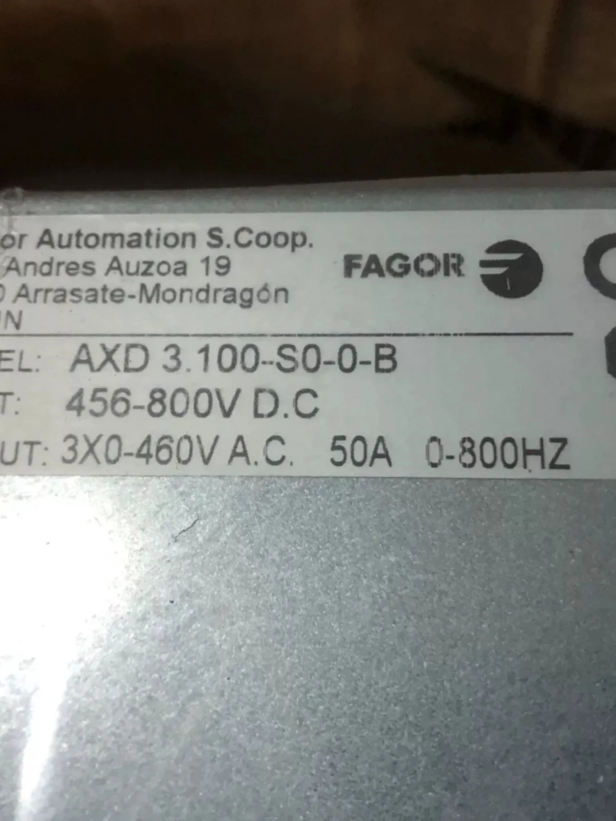 FAGOR Fagor Driver AXD3.100-S0-0-B Is Brand New And Original In Stock.