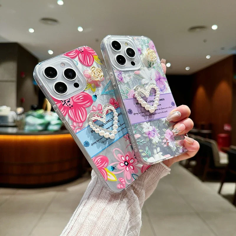 ثلاثية الأبعاد أزهار لطيفة الحب القلب ريشة الغزل سيليكون جراب هاتف آيفون 15 14 13 12 11 برو ماكس X XR XS 7 8 زائد واضح الوفير غطاء #3