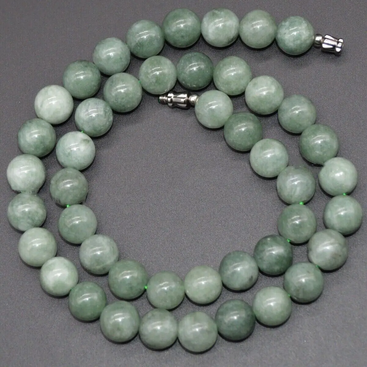 

10mm Natural A Green Jade Jasper Round Gemstone Beads Necklace 17"inch